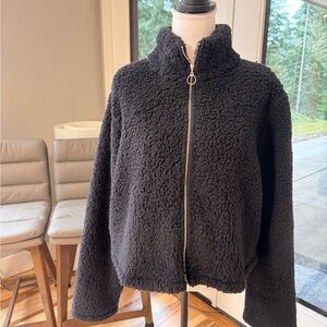 Belle Du Jour Black Teddy Sherpa Zip Jacket